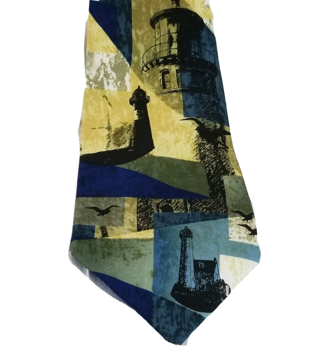Larson Tie Lighthouse 100% Silk Men's Classic Neck Wear Nautical